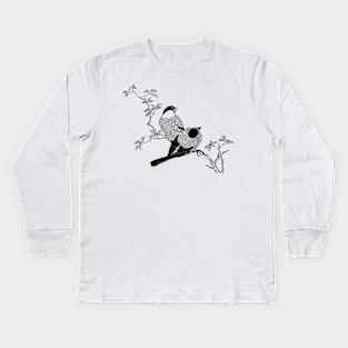 Two birds on a branch. Kids Long Sleeve T-Shirt